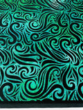 Holographic Foil Tribal Flame Design On A Stretch Velvet 58" Wide| New Creations Fabric & Foam Inc. - New Creations Fabric & Foam Inc