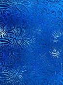 Holographic Foil Tribal Flame Design On A Stretch Velvet 58" Wide| New Creations Fabric & Foam Inc. - New Creations Fabric & Foam Inc