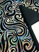 Holographic Foil Tribal Flame Design On A Stretch Velvet 58" Wide| New Creations Fabric & Foam Inc. - New Creations Fabric & Foam Inc