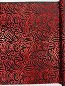 Holographic Foil Tribal Flame Design On A Stretch Velvet 58" Wide| New Creations Fabric & Foam Inc. - New Creations Fabric & Foam Inc