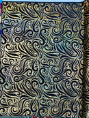 Holographic Foil Tribal Flame Design On A Stretch Velvet 58" Wide| New Creations Fabric & Foam Inc. - New Creations Fabric & Foam Inc