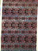 Hot Rod Tricot Holographic 4 Way Spandex with Black Red Flocking Flames Glitter Fabric - New Creations Fabric & Foam Inc