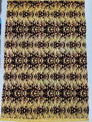 Hot Rod Tricot Holographic 4 Way Spandex with Black Red Flocking Flames Glitter Fabric - New Creations Fabric & Foam Inc