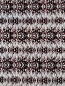 Hot Rod Tricot Holographic 4 Way Spandex with Black Red Flocking Flames Glitter Fabric - New Creations Fabric & Foam Inc