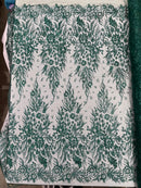 Big Glitter Damask Design On A Mesh Lace Fabric/Prom/Sold By The Yard