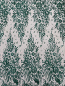 Big Glitter Damask Design On A Mesh Lace Fabric/Prom/Sold By The Yard