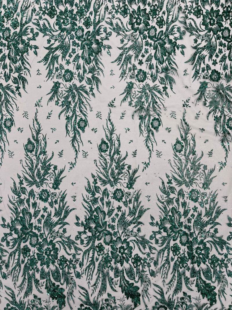 Big Glitter Damask Design On A Mesh Lace Fabric/Prom/Sold By The Yard