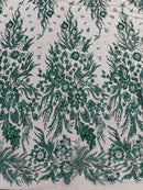 Big Glitter Damask Design On A Mesh Lace Fabric/Prom/Sold By The Yard