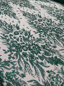 Big Glitter Damask Design On A Mesh Lace Fabric/Prom/Sold By The Yard