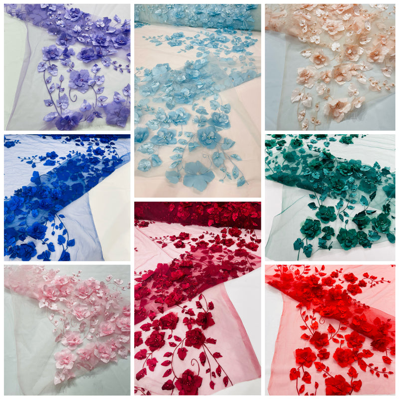 Stunning Floral Lace Fabrics, 3D Floral Lace Appliques - OneYard
