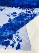 Orquidia 3d floral design embroider with pearls in a mesh lace fabric-dresses-sold by the yard.