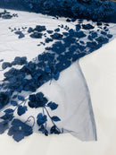 Orquidia 3d floral design embroider with pearls in a mesh lace fabric-dresses-sold by the yard.