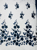 Orquidia 3d floral design embroider with pearls in a mesh lace fabric-dresses-sold by the yard.