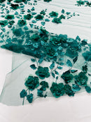 Orquidia 3d floral design embroider with pearls in a mesh lace fabric-dresses-sold by the yard.