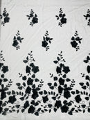 Orquidia 3d floral design embroider with pearls in a mesh lace fabric-dresses-sold by the yard.