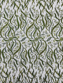 JEWEL VINE BEADED LACE ON MESH FABRIC (By The Yard) - New Creations Fabric & Foam Inc