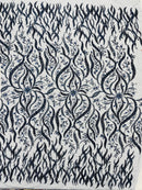 JEWEL VINE BEADED LACE ON MESH FABRIC (By The Yard) - New Creations Fabric & Foam Inc