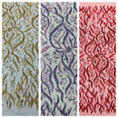 JEWEL VINE BEADED LACE ON MESH FABRIC (By The Yard) - New Creations Fabric & Foam Inc