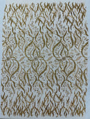 JEWEL VINE BEADED LACE ON MESH FABRIC (By The Yard) - New Creations Fabric & Foam Inc