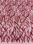 JEWEL VINE BEADED LACE ON MESH FABRIC (By The Yard) - New Creations Fabric & Foam Inc