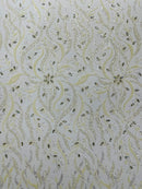 JEWEL VINE BEADED LACE ON MESH FABRIC (By The Yard) - New Creations Fabric & Foam Inc