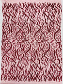 JEWEL VINE BEADED LACE ON MESH FABRIC (By The Yard) - New Creations Fabric & Foam Inc