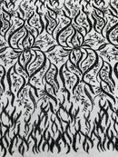 JEWEL VINE BEADED LACE ON MESH FABRIC (By The Yard) - New Creations Fabric & Foam Inc