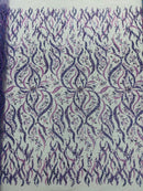 JEWEL VINE BEADED LACE ON MESH FABRIC (By The Yard) - New Creations Fabric & Foam Inc