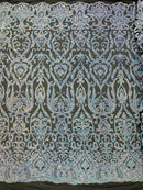 King Damask Sequin Fabric 54” Wide| New Creations Fabric & Foam Inc. - New Creations Fabric & Foam Inc