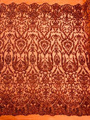 King Damask Sequin Fabric 54” Wide| New Creations Fabric & Foam Inc. - New Creations Fabric & Foam Inc