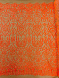 King Damask Sequin Fabric 54” Wide| New Creations Fabric & Foam Inc. - New Creations Fabric & Foam Inc