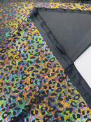 Leopard oil spill metallic print on a stretch nylon spandex| New Creations Fabric & Foam Inc. - New Creations Fabric & Foam Inc