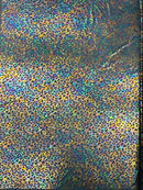 Leopard oil spill metallic print on a stretch nylon spandex| New Creations Fabric & Foam Inc. - New Creations Fabric & Foam Inc