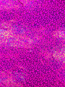 Leopard oil spill metallic print on a stretch nylon spandex| New Creations Fabric & Foam Inc. - New Creations Fabric & Foam Inc