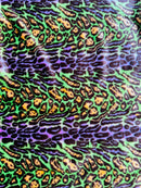 Leopard Tie Dyed Faux Fur, Black Light Reflective (by the yard) - New Creations Fabric & Foam Inc