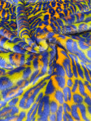 Leopard Tie Dyed Faux Fur, Black Light Reflective (by the yard) - New Creations Fabric & Foam Inc
