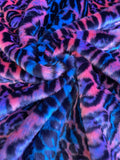 Leopard Tie Dyed Faux Fur, Black Light Reflective (by the yard) - New Creations Fabric & Foam Inc