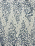 Big Glitter Damask Design On A Mesh Lace Fabric/Prom/Sold By The Yard