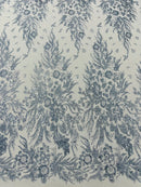 Big Glitter Damask Design On A Mesh Lace Fabric/Prom/Sold By The Yard