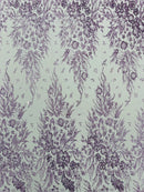 Big Glitter Damask Design On A Mesh Lace Fabric/Prom/Sold By The Yard