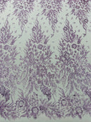 Big Glitter Damask Design On A Mesh Lace Fabric/Prom/Sold By The Yard