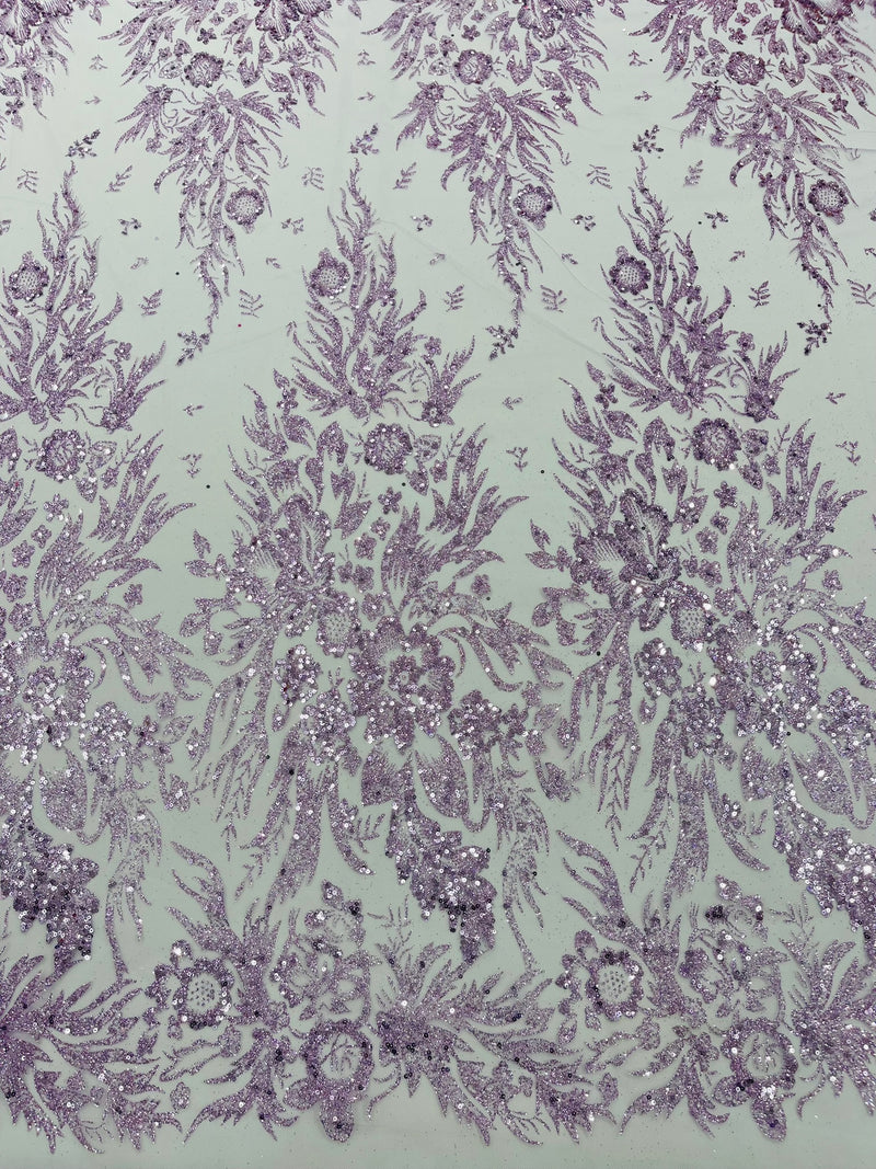 Big Glitter Damask Design On A Mesh Lace Fabric/Prom/Sold By The Yard