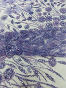 Luxury 3D Floral/Butterfly Beaded lace 54” Wide| New Creations Fabric & Foam Inc. - New Creations Fabric & Foam Inc