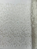 Luxury 3D Floral/Butterfly Beaded lace 54” Wide| New Creations Fabric & Foam Inc. - New Creations Fabric & Foam Inc