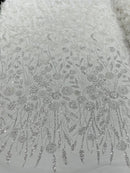 Luxury 3D Floral/Butterfly Beaded lace 54” Wide| New Creations Fabric & Foam Inc. - New Creations Fabric & Foam Inc