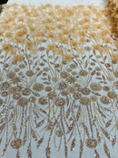 Luxury 3D Floral/Butterfly Beaded lace 54” Wide| New Creations Fabric & Foam Inc. - New Creations Fabric & Foam Inc