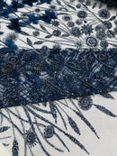 Luxury 3D Floral/Butterfly Beaded lace 54” Wide| New Creations Fabric & Foam Inc. - New Creations Fabric & Foam Inc