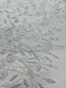 Luxury 3D Floral/Butterfly Beaded lace 54” Wide| New Creations Fabric & Foam Inc. - New Creations Fabric & Foam Inc