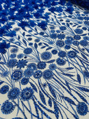 Luxury 3D Floral/Butterfly Beaded lace 54” Wide| New Creations Fabric & Foam Inc. - New Creations Fabric & Foam Inc