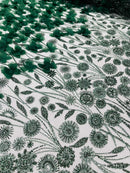 Luxury 3D Floral/Butterfly Beaded lace 54” Wide| New Creations Fabric & Foam Inc. - New Creations Fabric & Foam Inc